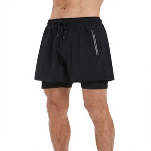 Men's Solid Color Quick Dry 180g Heat-Transfer Printed Polyester Sport <b>Shorts</b> Mid Waist Drawstring Closure Knitted Fabric Side - Product Image 1