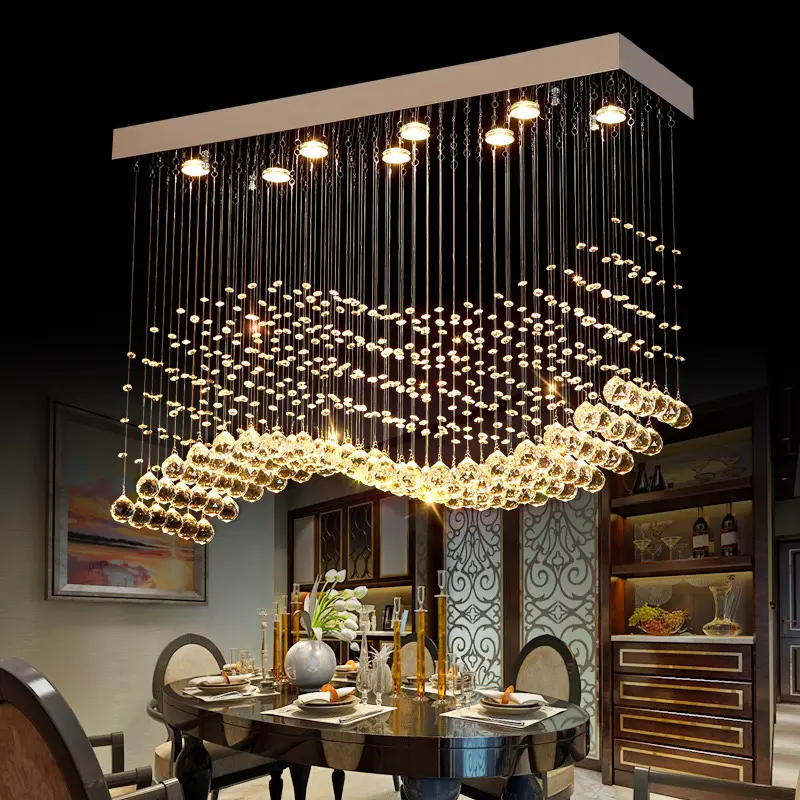 Lampu gantung tangga Modern, lampu gantung kristal LED mewah dengan liontin, ruang Hotel, Tangga