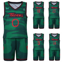 Ensemble de maillots de l'équipe Thorns, uniformes sportifs unisexes sublimés à col en V, camouflage vert et rouge imprimé
