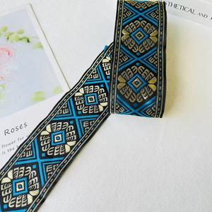 شريط منسوج بنمط هندسي رباعي الأضلاع بنمط عرقي من الدانتيل والجاكار لإكسسوارات الملابس بعرض 3.3 - 5 سم ST-2142 - Product Image 2