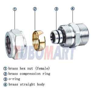 Raccords à compression en laiton TUBOMART 16-32 mm, coudes et tés pour tuyaux PEX-AL-PEX et systèmes de <span class=keywords><strong>plomberie</strong></span> <span class=keywords><strong>multicouche</strong></span> - Product Image 4