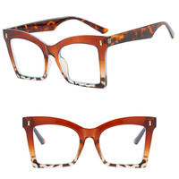 Monture de lunettes carrée de grande taille pour PC, style œil de chat, anti-lumière bleue