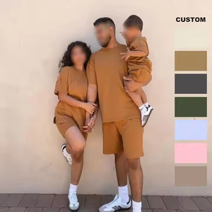 Abiti estivi Casual in cotone per la famiglia mamma papà t-shirt a tracolla corta in due pezzi più abiti personalizzati abbinati - Product Image 1