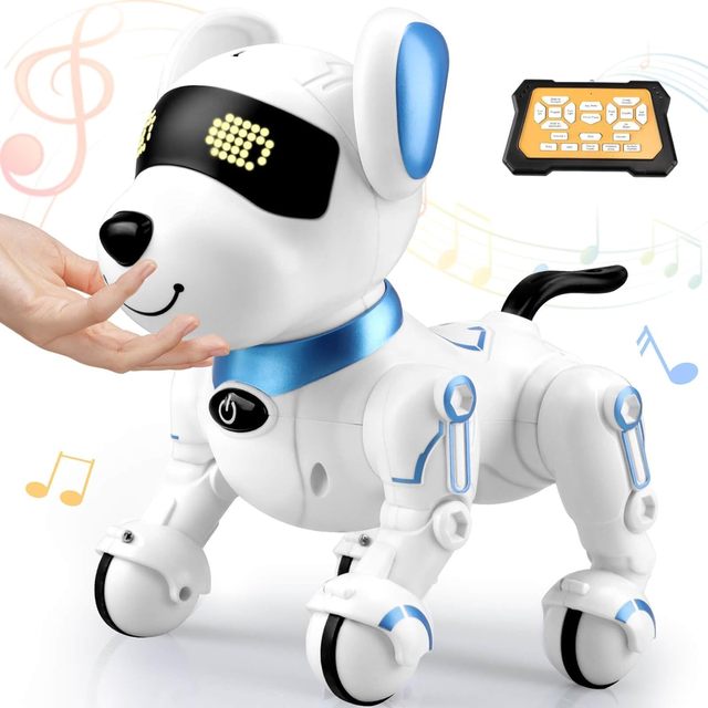 DWI Dowellin AI Smart Dog Remote Control Robot Dog 4WD, 2.4GHz, Touch Function, Interactive Robot with Lights & Music for Kids