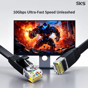 <span class=keywords><strong>Cable</strong></span> Ethernet plano SKS Cat6 <span class=keywords><strong>de</strong></span> alta velocidad <span class=keywords><strong>de</strong></span> 10 Gbps, negro, 1m/2m, RJ45 LAN <span class=keywords><strong>para</strong></span> consola <span class=keywords><strong>de</strong></span> juegos, <span class=keywords><strong>PC</strong></span>, router, módem - Product Image 4