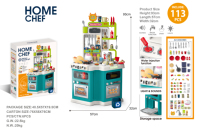 Jouets de cuisine pour enfants, série Chef à la maison, meubles de cuisine, jouets pour cuisiner, ensemble de vaisselle, table à manger, jouets 113 pièces, son et lumière pour enfants
