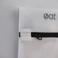 Petit sac à linge avec logo, en polyester blanc, maille fine, sac à linge avec fermeture éclair pour machine à laver
