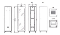 Armoire serveur à compartiments avec serrures uniques, capacité 18-47U, en acier laminé à froid SPCC, protection IP20, charge statique 1000 kg, en stock