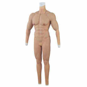 Peau foncée ton corps complet hommes Silicone Muscle Costume fausse poitrine muscle Simulation pour Cosplay Halloween mascarade déguisement - Product Image 2