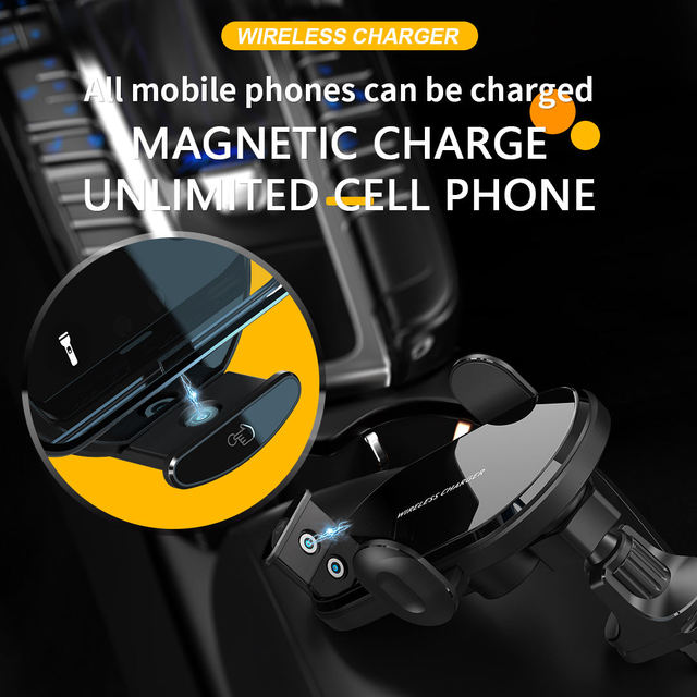 Automatic Clamping Wireless Car Charger 15W Infrared Sensor Magnetic Air Vent Phone Holder Mount Fast Charging Plastic Auto