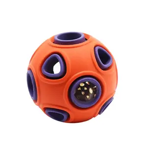 Popular Double-Layered Glowing Dog Balls Rubber Squeaky Bell Light Up Dog Ball Leakage Interesting Fun Pet Interactive Toy