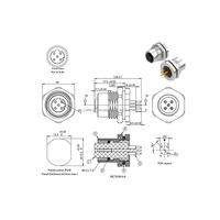 Fábrica al por mayor CE RoHs M12 5P D-code Socket Chapado en oro Montaje en panel frontal IP67 Impermeable M12 D Código 5pin PCB Conector