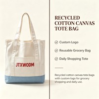 Sac de shopping en toile de coton recyclé avec logo personnalisé, fermeture éclair, sac fourre-tout réutilisable pour les courses quotidiennes