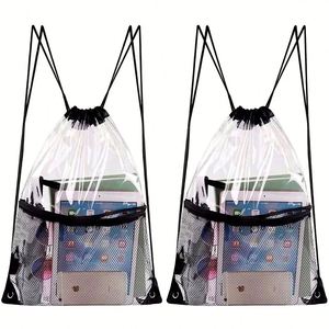 Customized PVC Backpack with Drawstring - Waterproof, Mesh <b>Pocket</b>, Zipper Closure, Ideal for Corporate Gifts - Product Image 2