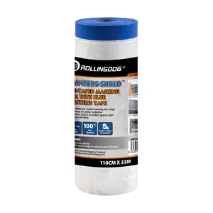 ROLLINGDOG PRE-Taped Painter's Drop Cloth 80349 Masking Tape Prevent Dust Paint for Furniture, Carpet, Floor
