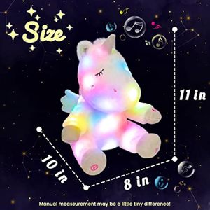 Jouet en peluche licorne musical LED animé avec volume réglable, chansons apaisantes, cadeaux d'anniversaire, jouet en peluche chantant qui s'illumine - Product Image 3