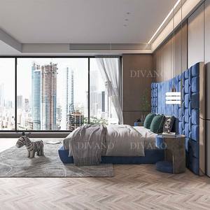 Juego <span class=keywords><strong>de</strong></span> Dormitorio Italiano Azul King Size con Estructura Tapizada, Muebles <span class=keywords><strong>de</strong></span> Dormitorio Modernos <span class=keywords><strong>de</strong></span> Lujo, Diseño <span class=keywords><strong>de</strong></span> Camas Queen Size para el Hogar - Product Image 3