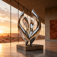 Sculpture de flamme abstraite moderne en acier inoxydable, couleurs personnalisées, OEM/ODM disponible, statue décorative d'art paysager pour extérieur et jardin