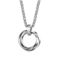 Collier pendentif triple cercle entrelacé en acier inoxydable vintage, cadeau de mode pour couple