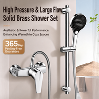 Ensemble de douche de salle de bain avec corps de valve en laiton, douchette à main, barre coulissante réglable, mitigeur chaud/froid pour la maison