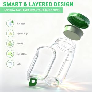 Salad Pod Mason <span class=keywords><strong>Jar</strong></span> Bên Mở Leakproof Dọc Lớp Salad Lọ Với Được Xây Dựng Trong Thay Đồ Container Xách Tay Ăn Trưa Container - Product Image 4