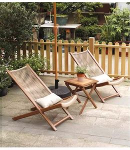 Outdoor Rattan Contemporary Reclining Adjustable Lounge <b>Chair</b> Balcony Garden Leisure Solid <b>Back</b> Foldable Home Furniture - Product Image 2