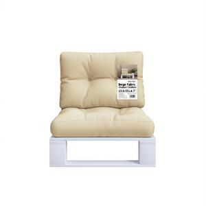 Coussin de palette d'extérieur en tissu beige 23,6x15,7x4,7 pouces, résistant à l'eau, rectangulaire, toutes saisons - Product Image 1