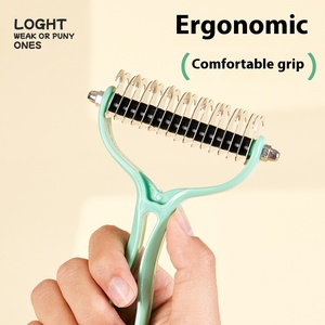 Doppia faccia in plastica Pet spazzola pettine sostenibile toelettatura <span class=keywords><strong>per</strong></span> <span class=keywords><strong>cani</strong></span> strumenti di spargimento con nodo di pelliccia Cutter <span class=keywords><strong>per</strong></span> gatti - Product Image 4