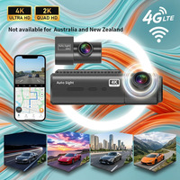 Caméra embarquée intelligente GPS double objectif 4K avant et 2K arrière pour voiture, compatible application, contrôle Wi-Fi