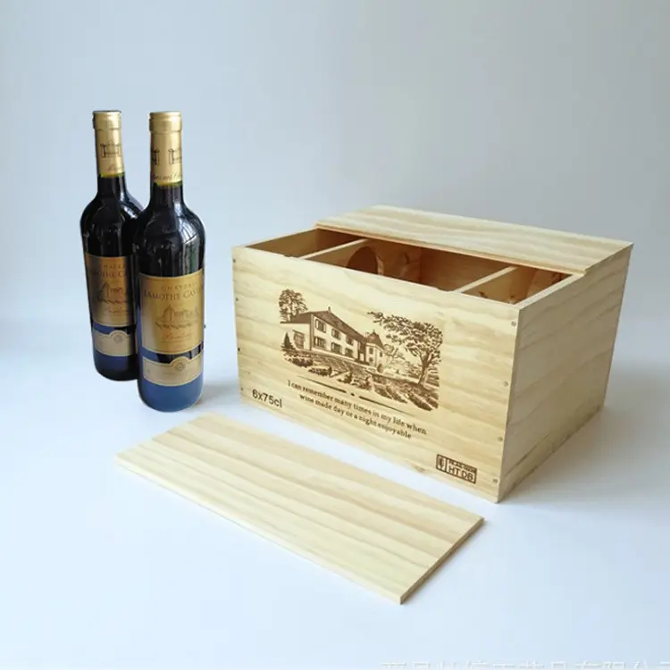 Şarap karton kutu çam ahşap katı ambalaj ahşap kırmızı şarap şişesi hediye kutuları