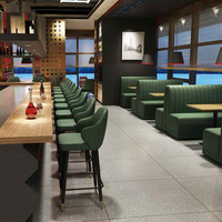 Table de café-bar en bois sur mesure et canapé avec structure en bois pour restaurant, vente en gros
