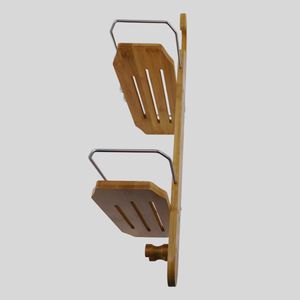 Modern 2-Tier Bamboo <strong>Shower</strong> <strong>Hanger</strong> Over-the-Head Bathroom <strong>Caddy</strong> with Hook Type Installation - Product Image 2