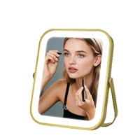 Miroir de Maquillage LED Intelligent à Cadre Métallique, Éclairage Intégré, Carré, Portable, à Brancher, pour Chambre et Coiffeuse