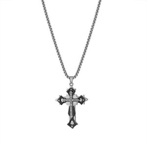 Nouveau Style Collier Croix Diamant en Acier Titane Homme <span class=keywords><strong>Pendentif</strong></span> Hip Hop Vintage Accessoires Cadeau Couple - Product Image 5