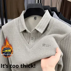 メンズスリムフィット長袖ポロカラーTシャツ春と秋のカジュアルゴルフ用ストリートウェア - Product Image 1