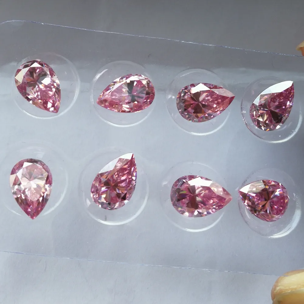 Forma di fantasia Sintetico Sciolto Moissanite Taglio della Pera di Colore Rosa Moissanites Commercio All'ingrosso