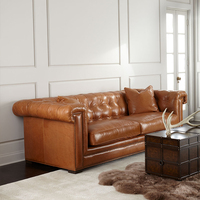 Canapé américain vintage en cuir de vachette véritable pour les petits espaces Mobilier de bureau moderne et minimaliste avec rembourrage en éponge