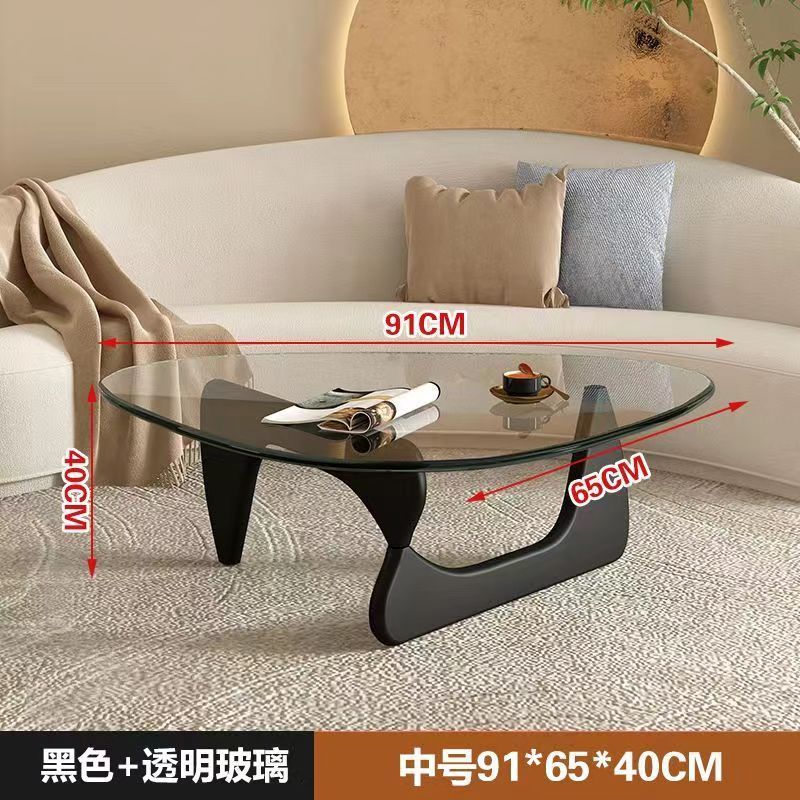 Pieds en bois massif noir avec verre transparent, 91*65*40cm