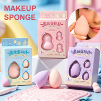 Ensemble d'éponges de maquillage, outils de mélange, 3 pièces, formes gourd, goutte d'eau, biseautées, sans latex, taille mini pour une précision sous les yeux et les contours du nez