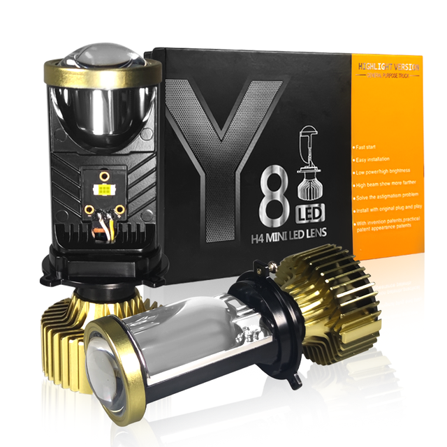High Beam Low Beam 15000lm Car Y8d H4 Mini Bi-led Projector Lens Led Headlights H1 H4 H7 H11 Bulb Projector Headlight