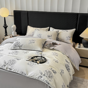 Juego de Sábanas Estampadas de Satén Tencel OEKO-TEX 100S, Juego de Ropa de Cama Ecológica de <span class=keywords><strong>Lyocell</strong></span> de 4 Piezas - Product Image 4
