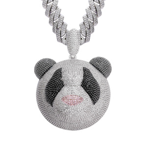 BES joyería personalizada de Hip Hop Iced Out Full Diamond Giant <span class=keywords><strong>Panda</strong></span> Cartoon colgante collar para hombres mujeres joyería de moda - Product Image 4