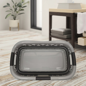 NEW PP+TPR <strong>Foldable</strong> Customized <strong>Foldable</strong> Three Hand Storage <strong>Basket</strong>, Space-Saving Design for Home Bathroom - Product Image 5