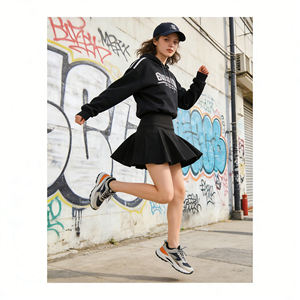 Customizable 4-Piece Sweet Solid Crocheted A-Line High-Waisted Flared Sports <b>Skirt</b> Set Women <b>Elastic</b> <b>Waist</b> Casual Mini Quick Dry - Product Image 2