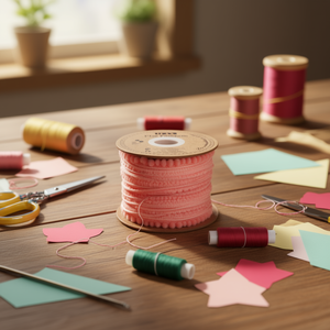 ริบบิ้นอิลัน ปอม-ปอม ขนาด 1.0 ซม. x 20 หลา สีเมลโคตอน สำหรับงานประดิษฐ์และตกแต่ง - Product Image 2