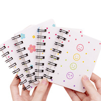 Carnet de notes A7 de poche créatif en papier, personnalisé, en gros, motif dessin animé (ours/fleur/cœur), avec spirale latérale, mini, portable, à feuilles mobiles
