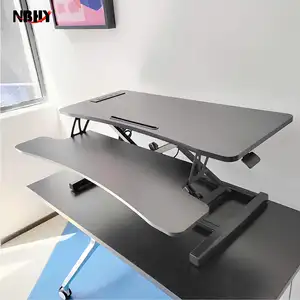 Height Adjustable Workstation Sit To Stand Manual Pneumatic Riser Office Home Standing Desk Converter