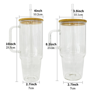 Entrepôt aux États-Unis Vente en gros 32oz 40oz sublimation vierge cristal clair givré verre borosilicate tasses de camping-car gobelet de voyage - Product Image 6