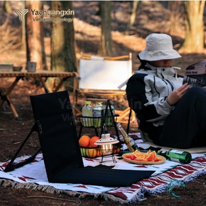 Chaise de camping pliable d'extérieur avec dossier intégré, tissu Oxford, cadre en aluminium, design rectangulaire minimaliste, style décontracté - Product Image 4