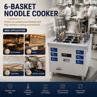 Cuiseur à nouilles commercial à induction 6 paniers 8KW en acier inoxydable, machine à cuire les pâtes et le ramen, équipement de cuisine autonome